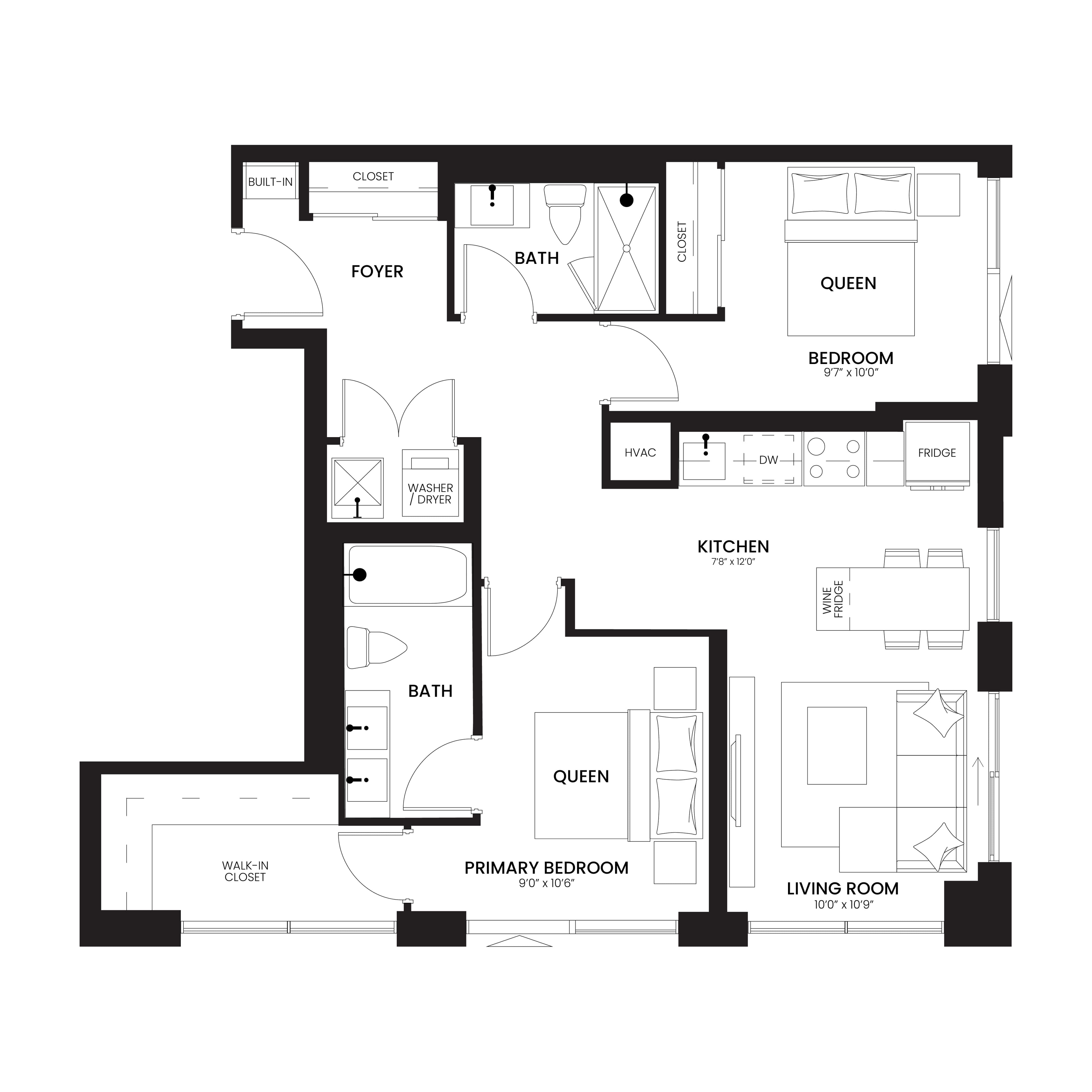 Leather III 2 Bedroom floor plan 879 sq ft — Sloane at Yorkdale