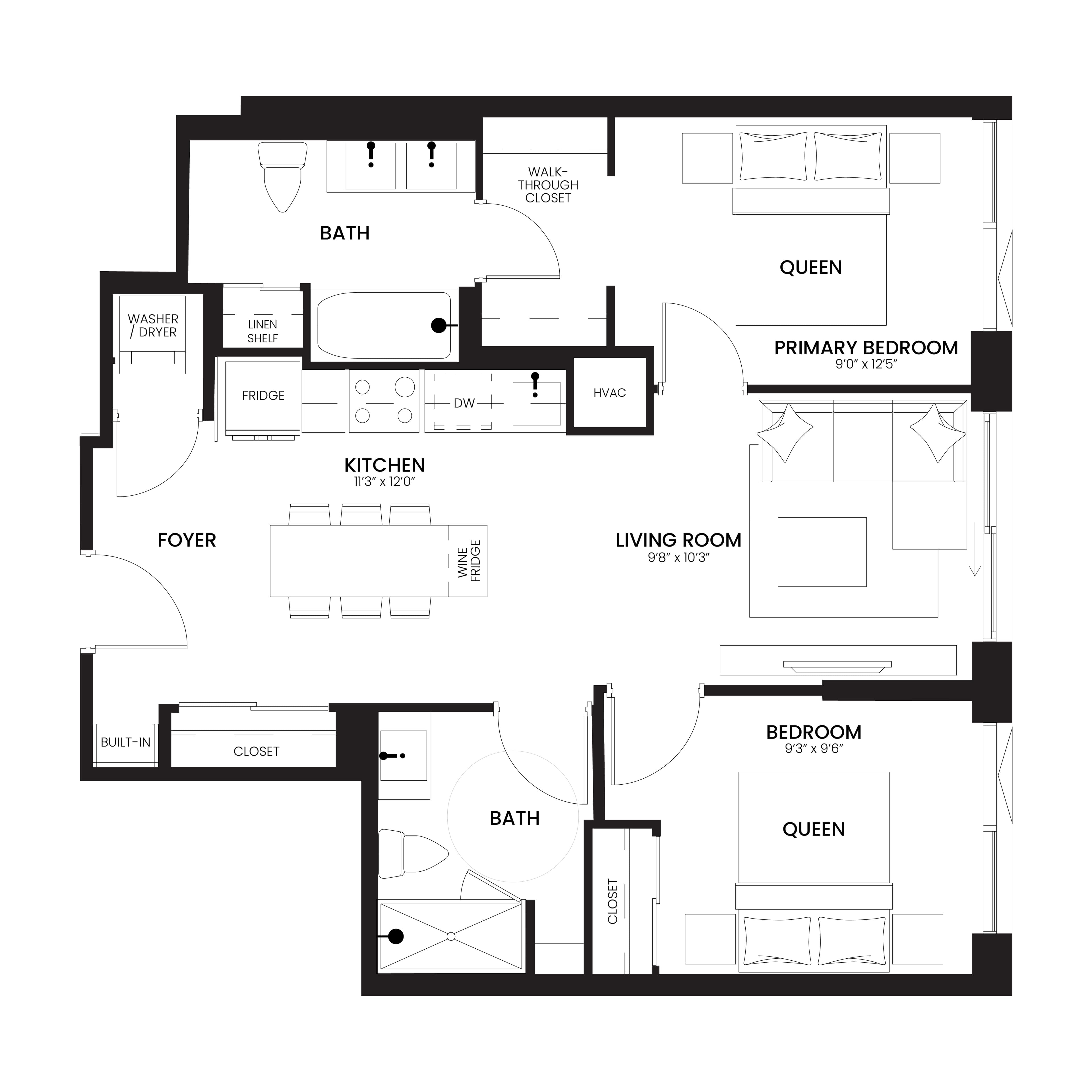 Lace III 2 Bedroom floor plan 816 sq ft — Sloane at Yorkdale