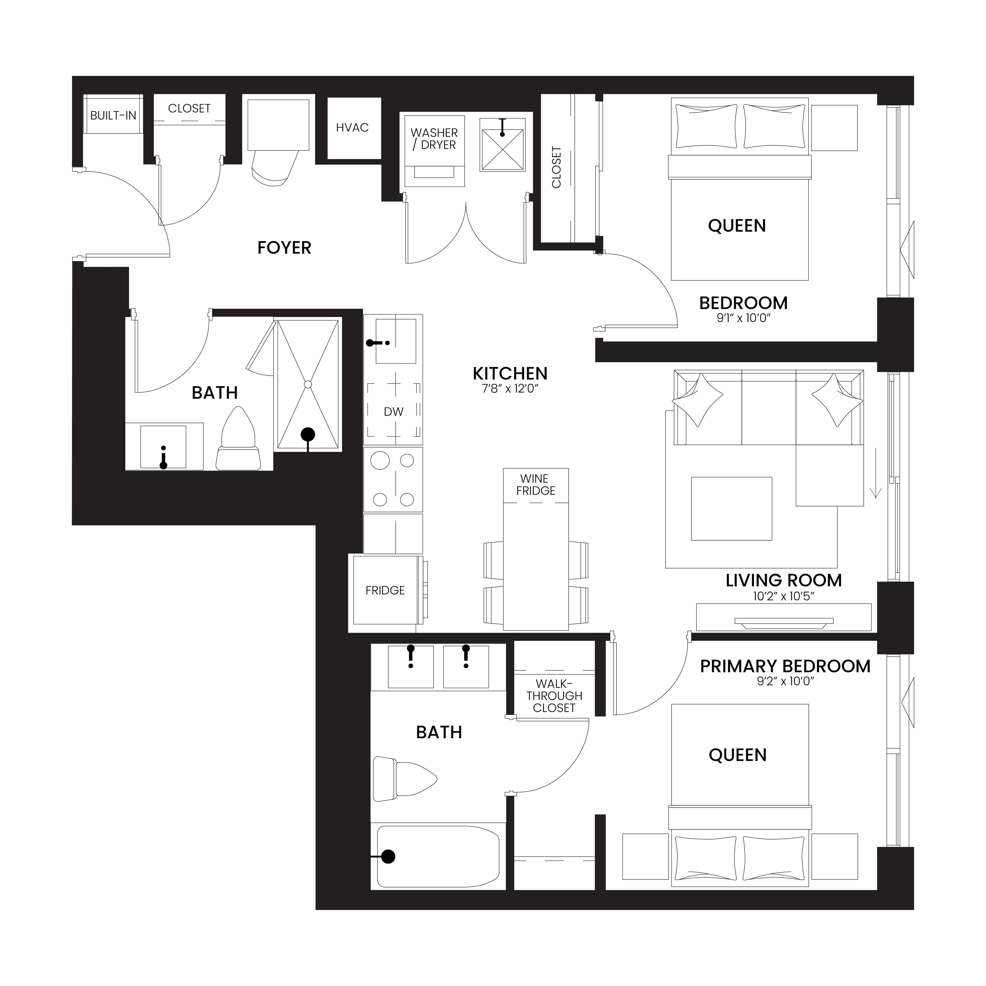 Silk III 2 Bedroom floor plan 766 sq ft — Sloane at Yorkdale