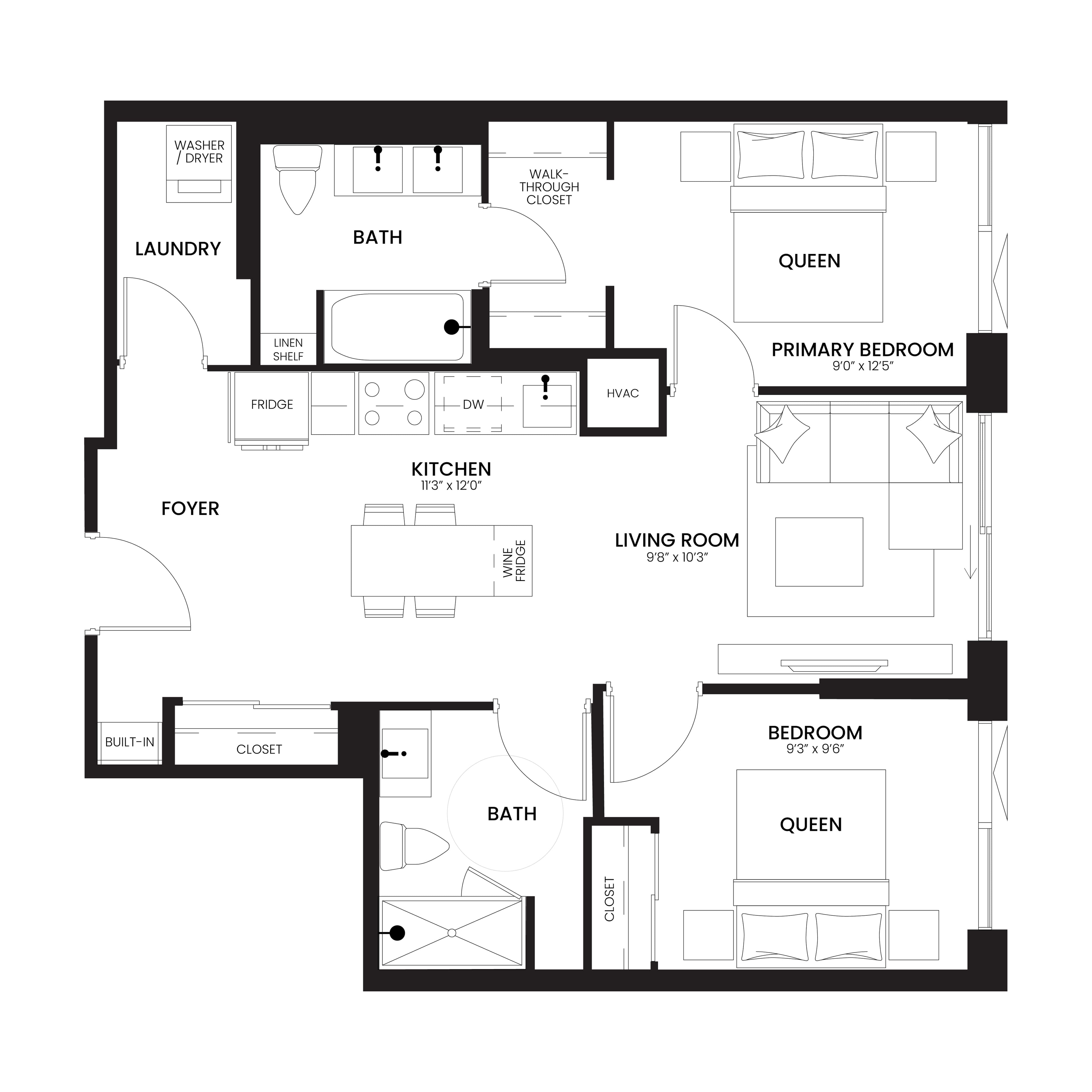 Lace 2 Bedroom floor plan 835 sq ft — Sloane at Yorkdale